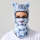 White tiger balaclava worn